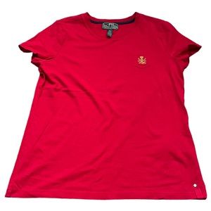 Lauren Active Ralph Lauren Red Plain Basic Short Sleeve T-shirt Top (size L)